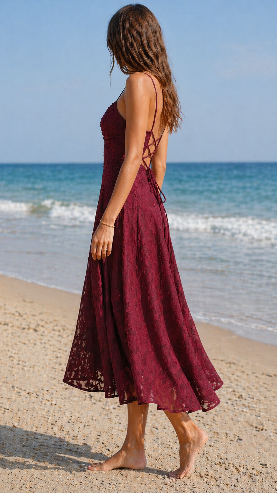 Vestido JACQUARD Rojo Vino